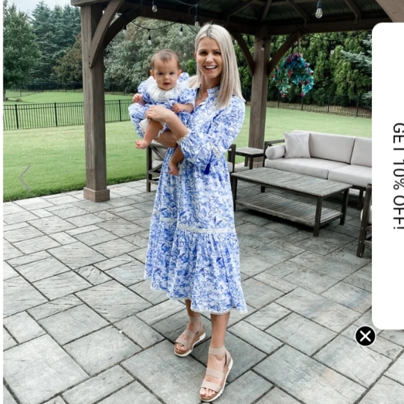 Petite Maison Kids Jaylin Blue/White Linen Mom Dress sz XS - Picture 13 of 14